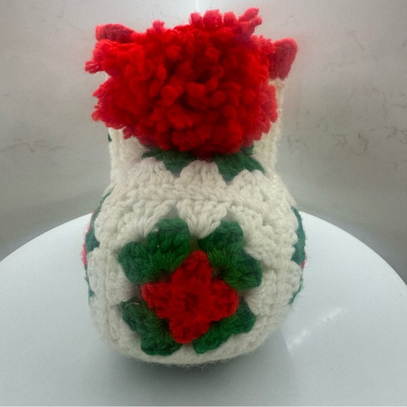 Vintage Granny Square homemade knit Christmas boot container - Picture 2 of 10